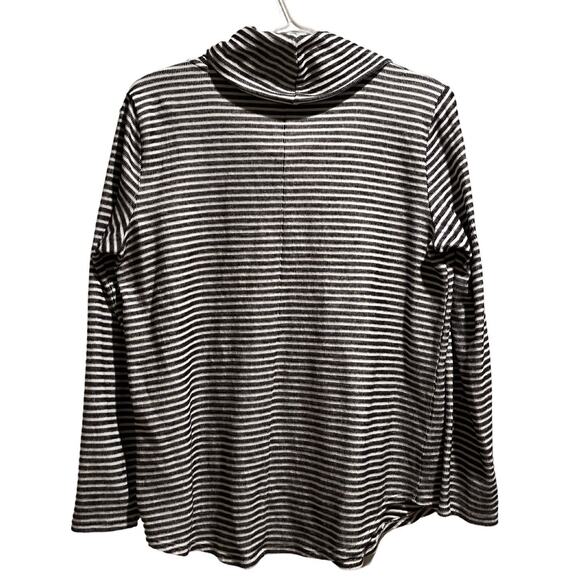 Loft Pullover Shirt Womens Size M Black White Stripe Cowl - Picture 2 of 5